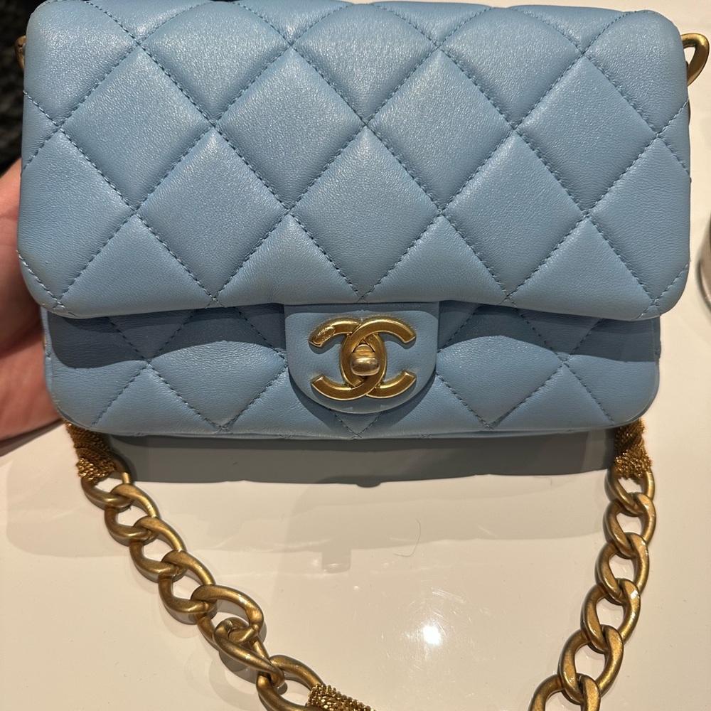 Chanel Blue Quilted Leather Bag